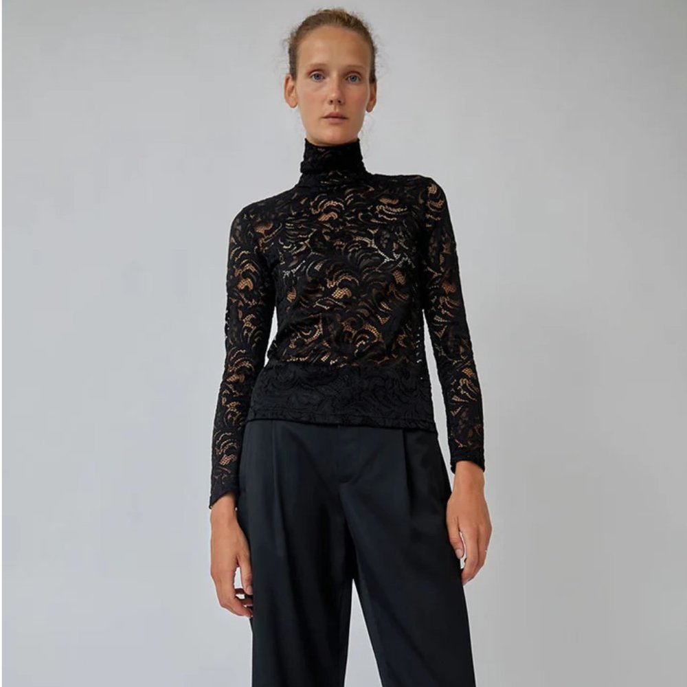 No.6 Scout Turtleneck in Black Lace